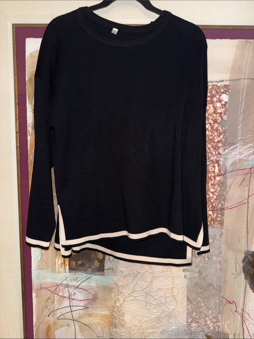 Amazon Black Sweater Set with Cream Trim - Picture 3 of 7